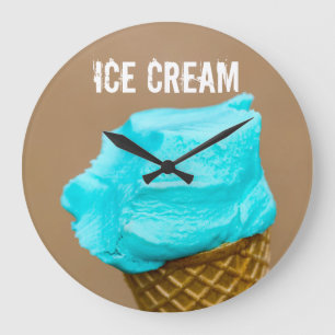 Grande Horloge Ronde Crème glacée avec macro gaufre