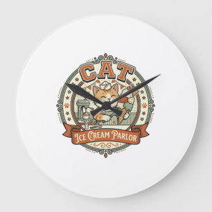 Grande Horloge Ronde Crème Glacée Chat Salon Crème Glacée Chat Salon Ch