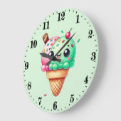 Grande Horloge Ronde Crème glacée Cute Kawaii (Angle)