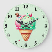 Grande Horloge Ronde Crème glacée Cute Kawaii (Recto)