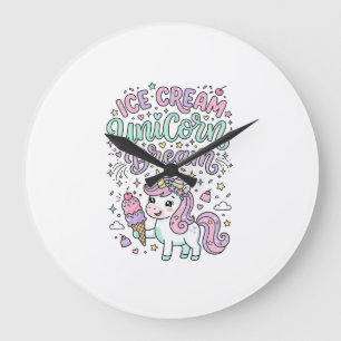 Grande Horloge Ronde Crème Glacée Licorne Rêve de Licorne Produit Paste