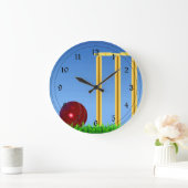 Grande Horloge Ronde Cricket, wicket et ballon (Maison)
