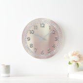 Grande Horloge Ronde Cristaux gris argent Parties scintillant chiffres  (Maison)