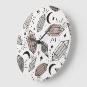 Grande Horloge Ronde Cristaux, Lune, Étoiles, Design Chevauché. (Angle)