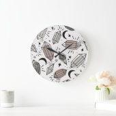 Grande Horloge Ronde Cristaux, Lune, Étoiles, Design Chevauché. (Maison)