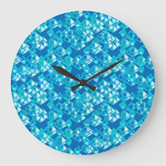 Grande Horloge Ronde cristaux pyramidaux, turquoise et bleue (Recto)