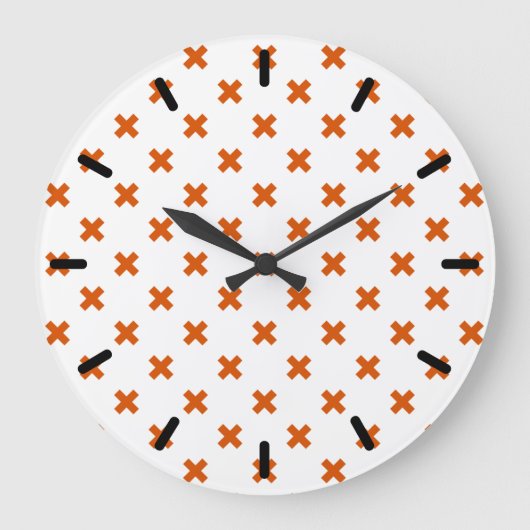 Grande Horloge Ronde Crochets orange sur blanc (Recto)