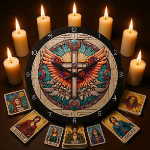 Grande Horloge Ronde Croix ailée angélique