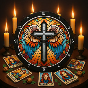 Grande Horloge Ronde Croix ailée vibrante