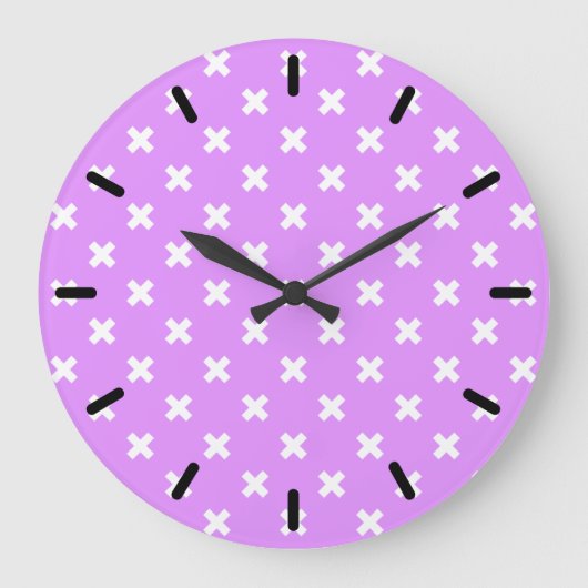 Grande Horloge Ronde Croix blanches sur lilas (Recto)