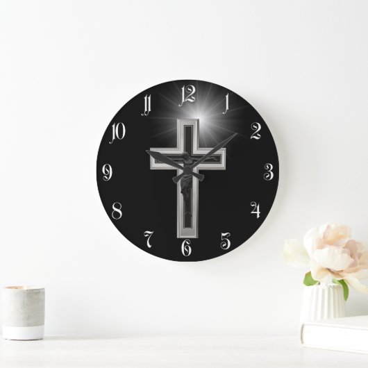 Grande Horloge Ronde Croix chrétienne (Maison)