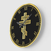 Grande Horloge Ronde Croix chrétienne orthodoxe (Angle)