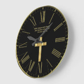 Grande Horloge Ronde Croix de la foi chrétienne d'or (Angle)