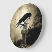 Grande Horloge Ronde Croix Gothique Et Corbeau (Angle)