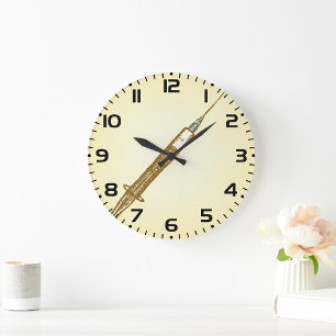 Grande Horloge Ronde Croquis Médicale de soins de santé vintage Syringe