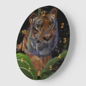 Grande Horloge Ronde Crouching des tigres dans la jungle (Angle)