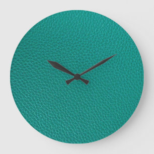 Grande Horloge Ronde Cuir Aquamarine : Texture de serpent à la mode.