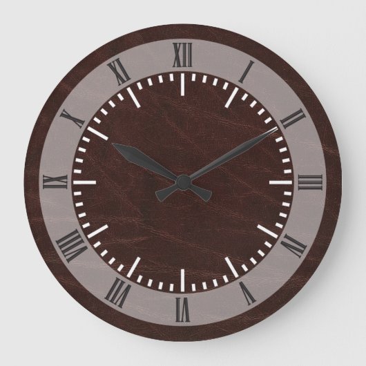 Grande Horloge Ronde Cuir Brown foncé (Recto)