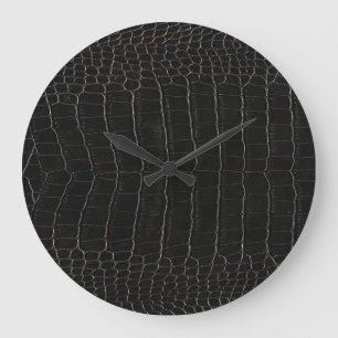 Grande Horloge Ronde Cuir de crocodile luxueux : texture textile.