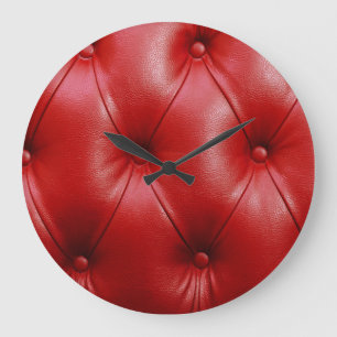 Grande Horloge Ronde Cuir rouge : Motif d'élévation.