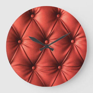 Grande Horloge Ronde Cuir rouge texturé : Détails du matériau