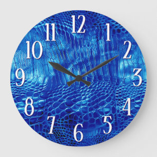 Grande Horloge Ronde Cuir Royal Blue Faux