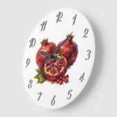 Grande Horloge Ronde Cuisine Cadeau Grenade Vibrante Audacieuse Rouge G (Angle)