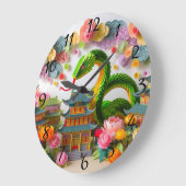 Grande Horloge Ronde Cuisine chinoise Nouvel An Serpent Origami WC7 (Angle)
