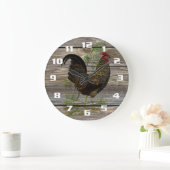Grande Horloge Ronde Cuisine Coq de Campagne Rustique (Maison)