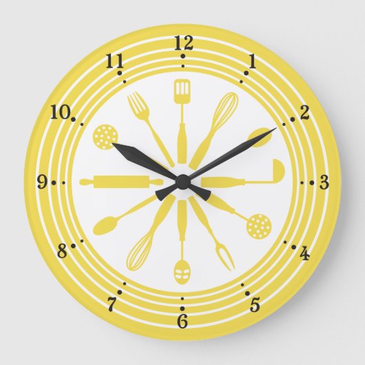 Grande Horloge Ronde cuisine couleur personnalisée ustensiles de cuisin (Recto)