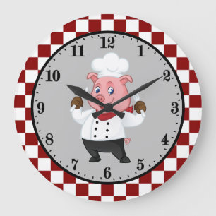 Grande Horloge Ronde cuisine de cochon chef mignonne