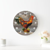 Grande Horloge Ronde Cuisine de Coq de Campagne Rustique (Maison)