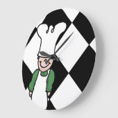 Grande Horloge Ronde Cuisine de dessin petit chef (Angle)