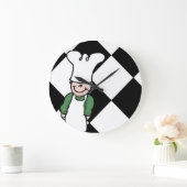 Grande Horloge Ronde Cuisine de dessin petit chef (Maison)