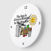 Grande Horloge Ronde Cuisine ensoleillée (Angle)