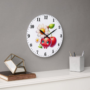 Grande Horloge Ronde Cuisine pour amateurs de cerises mignonnes 
