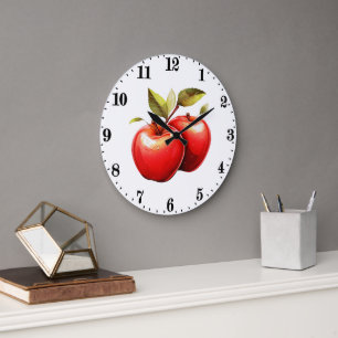 Grande Horloge Ronde Cuisine pour amateurs de fruits de pomme mignons 