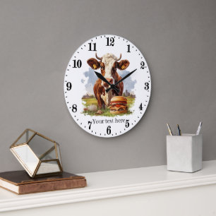 Grande Horloge Ronde cuisine pour les amateurs de vache mignonne
