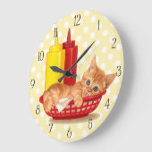 Grande Horloge Ronde Cuisine rétro affamée (Angle)