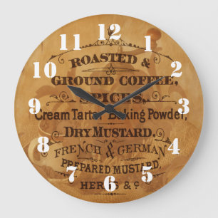Grande Horloge Ronde Cuisine vintage café design orné