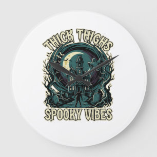 Grande Horloge Ronde Cuisses Épaisses Vibes Sombres Halloween Maison Ha