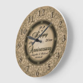 Grande Horloge Ronde Cuivre d'un an (Angle)