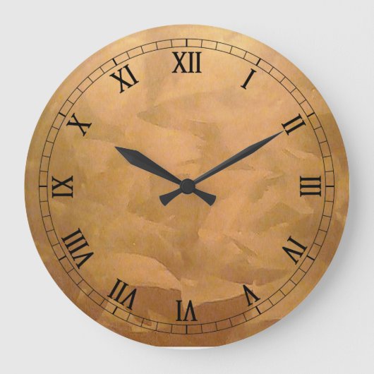 Grande Horloge Ronde Cuivre Métallique Brossé à la Main (Recto)