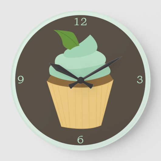 Grande Horloge Ronde Cupcake au chocolat vert à la menthe (Recto)