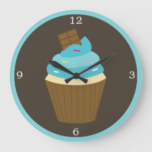 Grande Horloge Ronde Cupcake de Blue Frosting