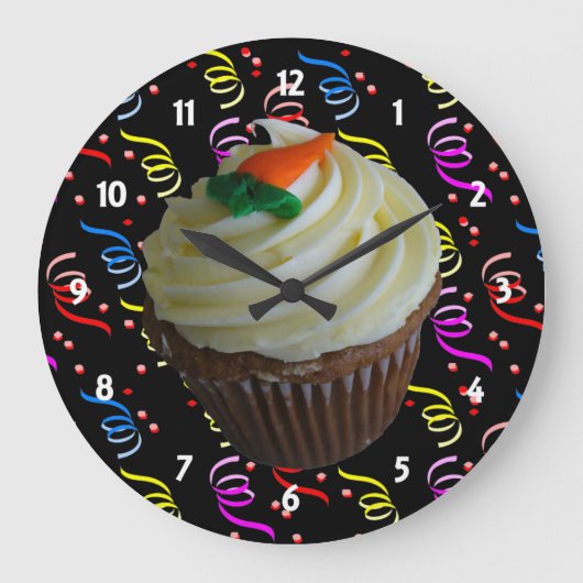 Grande Horloge Ronde Cupcake de carottes avec Confetti (Recto)