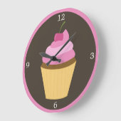 Grande Horloge Ronde Cupcake de rose Cherry (Angle)
