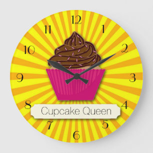 Grande Horloge Ronde Cupcake et Sunshine Personnaliser Ajoutez votre te