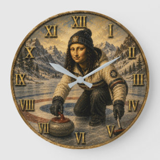 Grande Horloge Ronde Curling Funny Mona Lisa Curler Gift