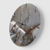 Grande Horloge Ronde Curly Birch Bark Tree Rustic (Angle)
